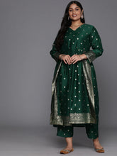 Plus Size Printed High Slit Kurta with Trousers-AP-AHKUPN-COMBO-864